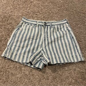 American eagle striped mom shorts blue and white size 4